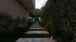 modern luxury residence entrance with garden and landscape design architecture and interior design