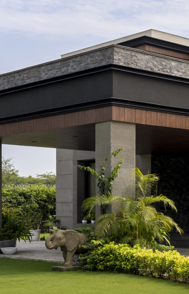 Landscape and porch detail at Maison Grise, Dera Mandi, by Pochē Aesthetics
