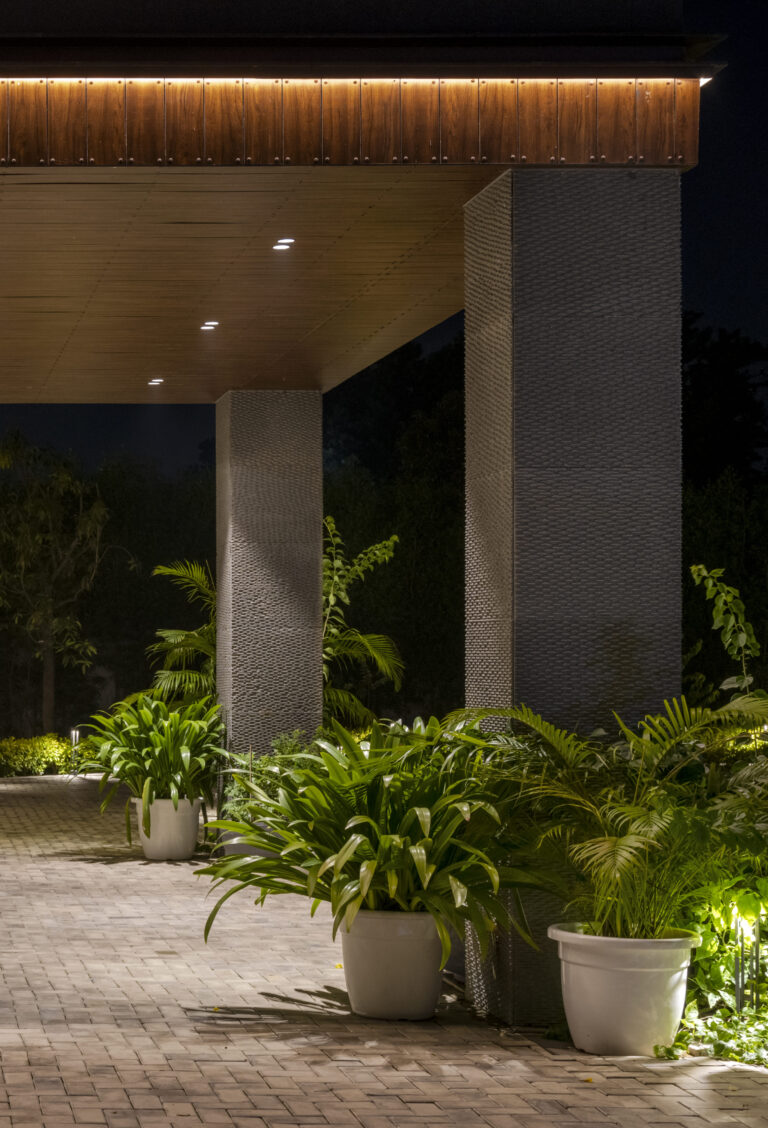 Detail shot of the porch — interior design by Pochē Aesthetics, Delhi NCR