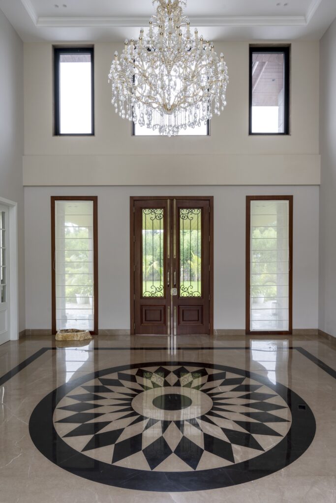 Entrance foyer designed by Pochē Aesthetics in Delhi NCR