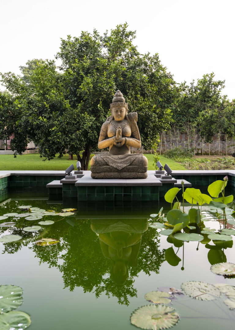 Detail view of the waterbody — interior design by Pochē Aesthetics, Delhi NCR