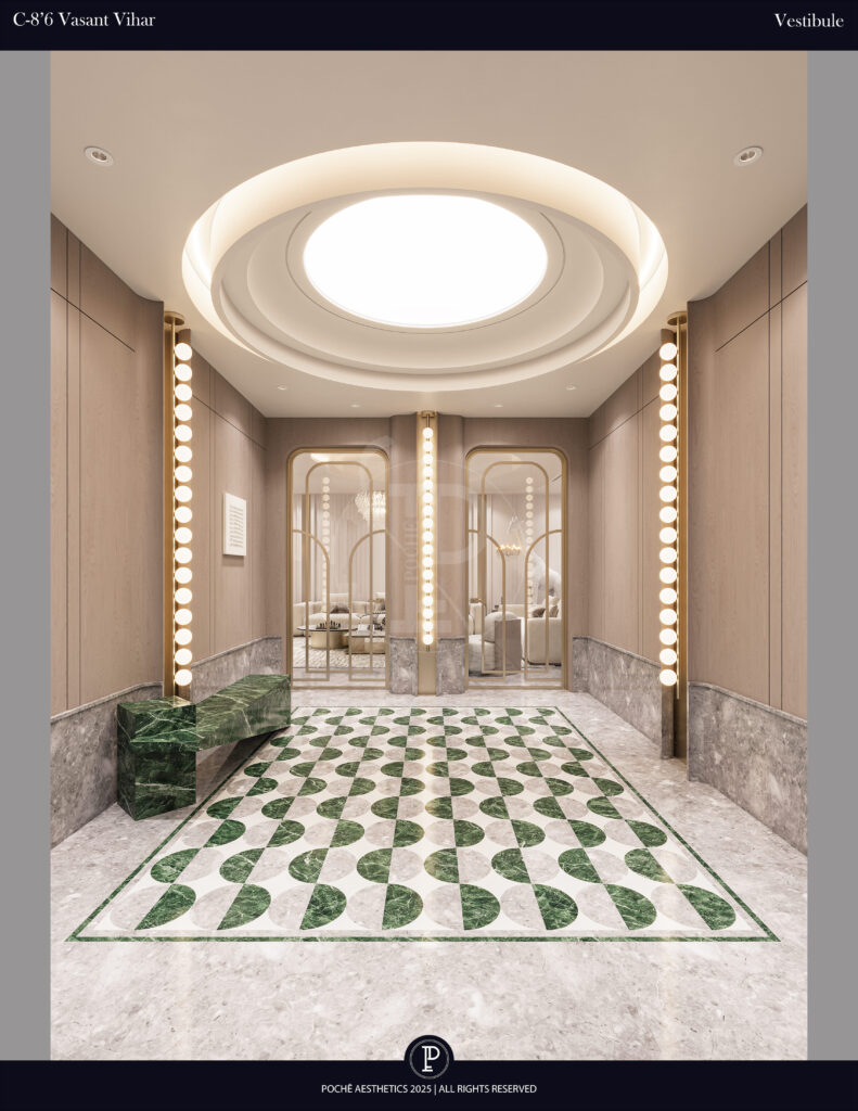 Internal screen and vestibule detail in a Pochē Aesthetics residence